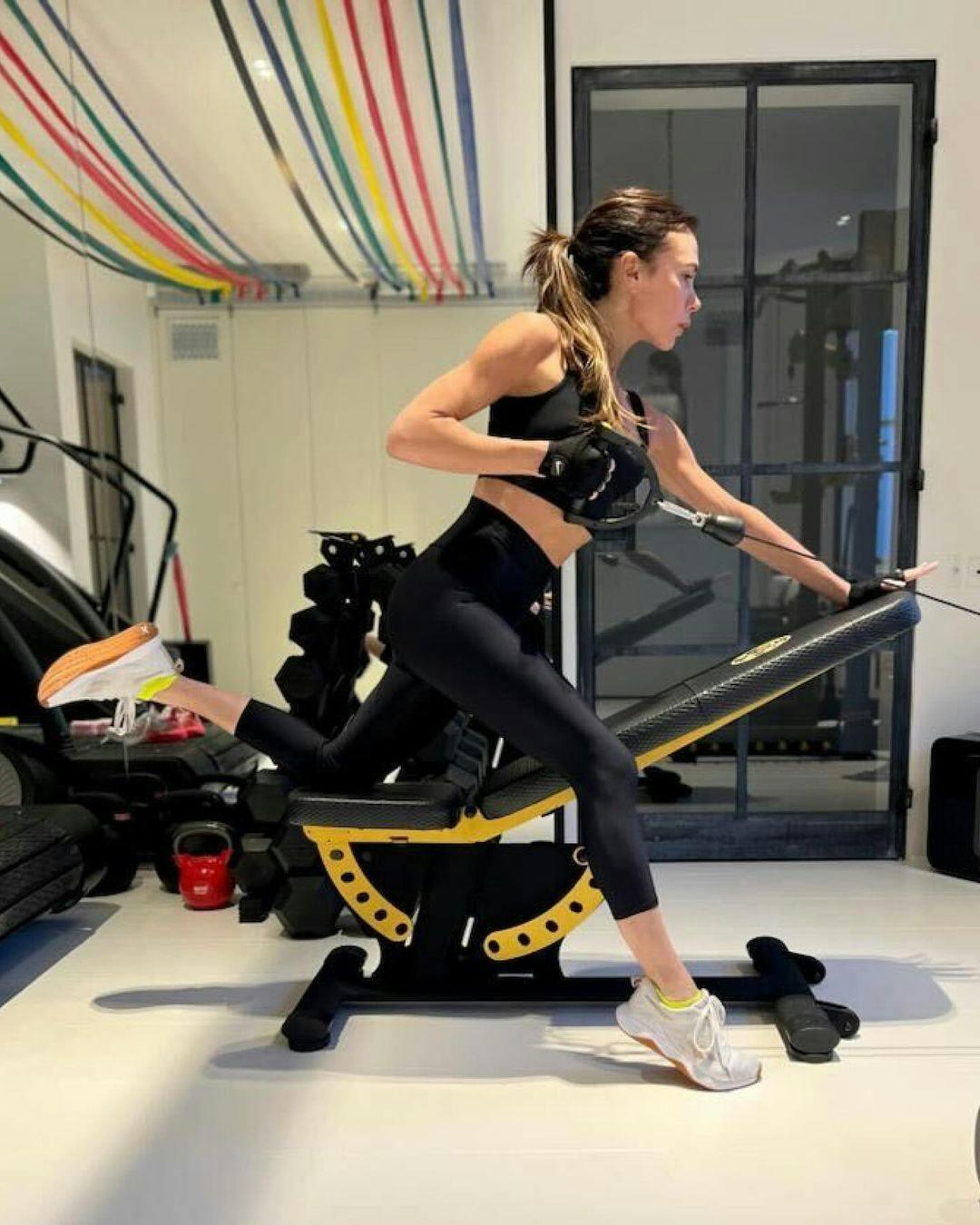 fitness pilates working out adult female person woman baton e-scooter gym